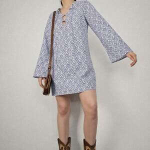 Tuckernuck Hyacinth House Quatrefoil Blake Mini Dress Small Bell Sleeve Resort